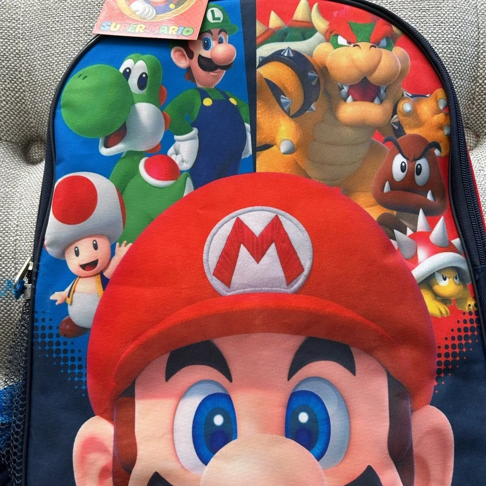 Nintendo Super Mario Kids Backpack - Red, Blue, Green NWT - Picture 2 of 4
